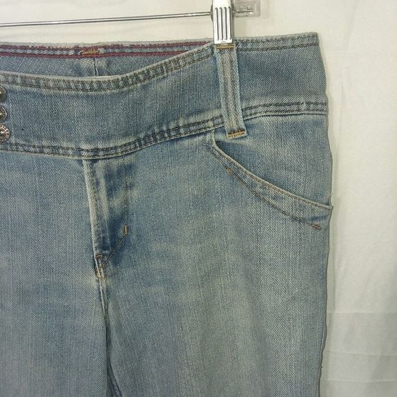 Tommy Hilfiger blue jeans hipster bootcut women's size 12 button waist snap flap - Picture 6 of 16